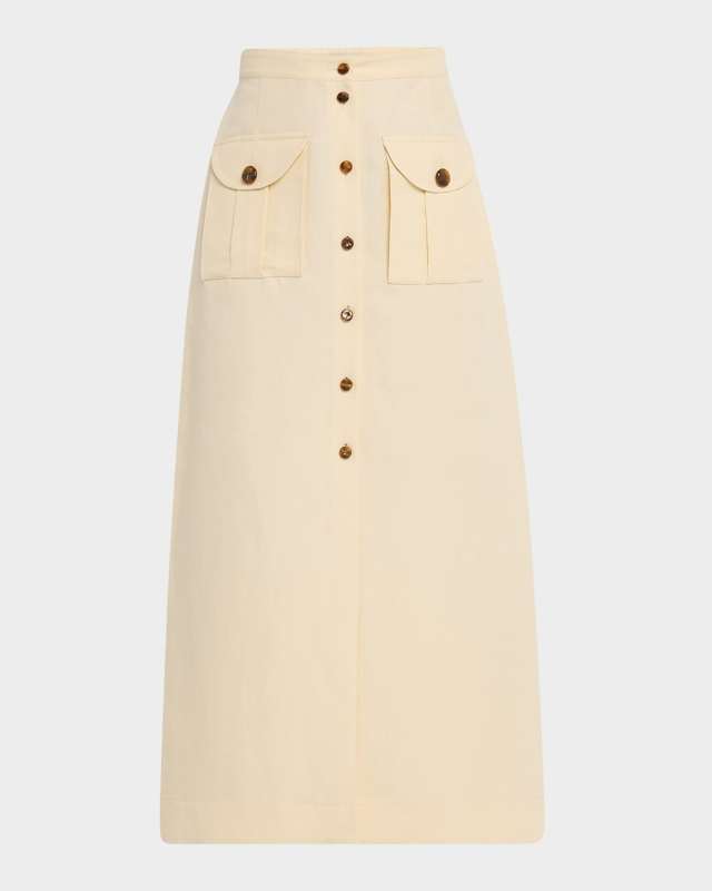 Savannah Appaloosa Pockets Button-Front Ankle Skirt